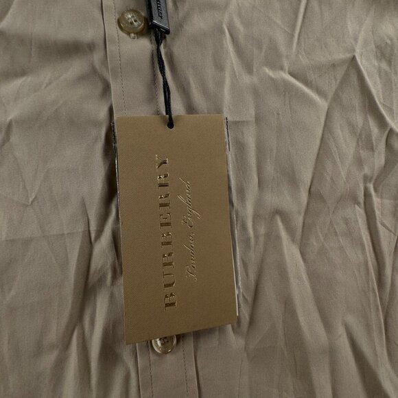 NWT Burberry London Women US 6 (40) Button Up Shirt Beige Cotton Stretch Ladies - Picture 12 of 16